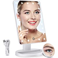 Los mejores  - Espejo Maquillaje con Luz LED Aumento 1X-10X- Espejo Cosmético Iluminado de Mesa-180 Rotación- Brillo Adjustable Espejo…